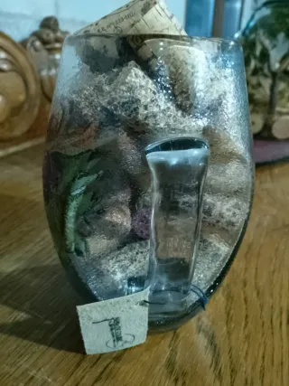 Jarra antigua vino pintada a mano. Pieza unica