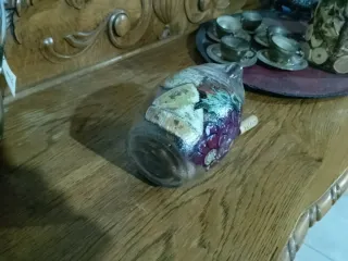 Jarra antigua vino pintada a mano. Pieza unica