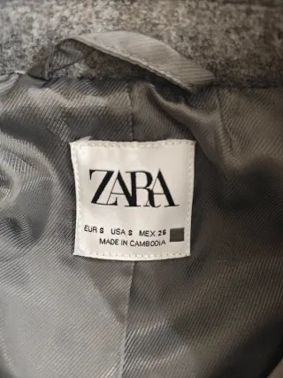 Abrigo Original Zara Gris Talla S Clásico