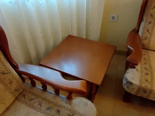 Tresillo clasico madera maciza + 2 mesas de centro