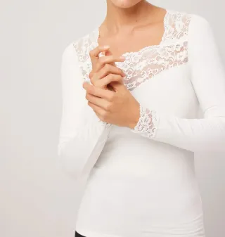 Camiseta térmica encaje mujer