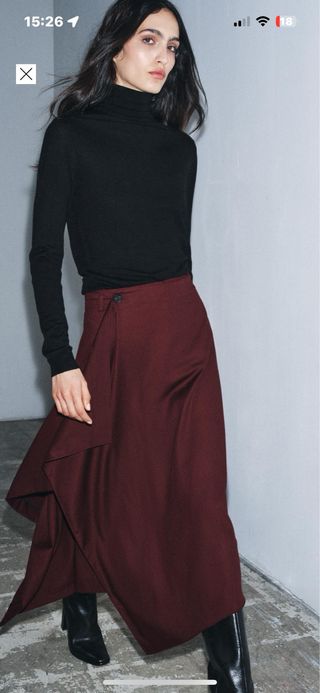 Falda asimétrica ZARA color burdeos