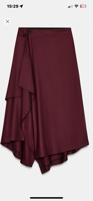Falda asimétrica ZARA color burdeos