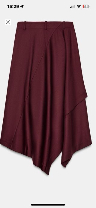 Falda asimétrica ZARA color burdeos