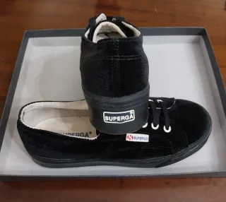 Sneakers donna Superga 2790  platform velluto nero