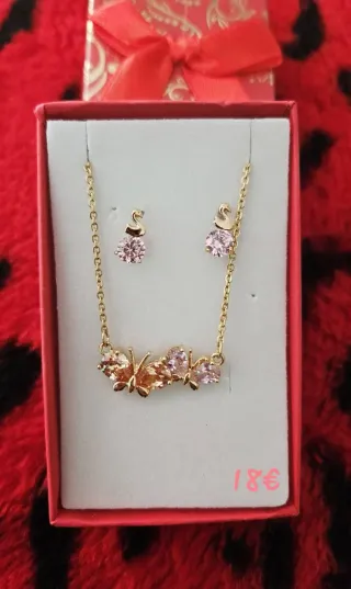 Set di Gioielli Cuore Blu e Dorato