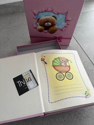 Album fotografico rosa nuovo con scatola