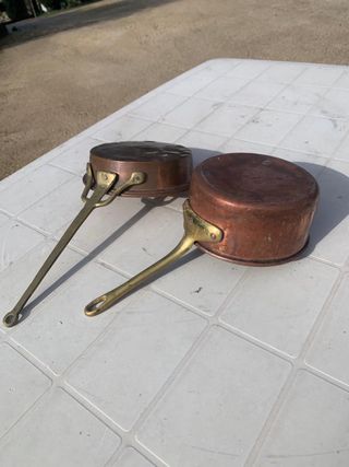 Padelle di rame antiche piccole da collezione