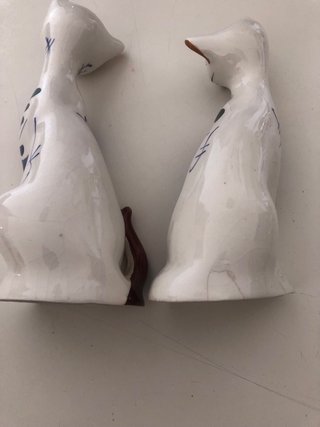 Figure di Gatti in Ceramica Vintage con Fiori
