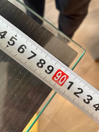 Mesa de comedor cristal y madera color gris ceniza