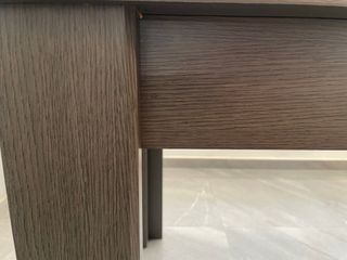 Mesa de comedor cristal y madera color gris ceniza