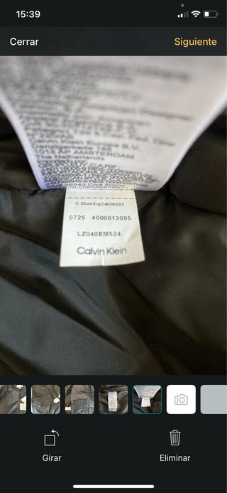 Cazadora Bomber Calvin Klein Negra Talla XL