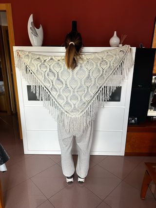 Mantilla Flamenca Beige/Blanca