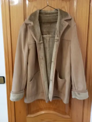 Chaqueta de hombre piel vuelta beige