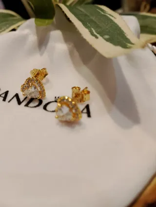 Pendientes Pandora chapado oro 14k