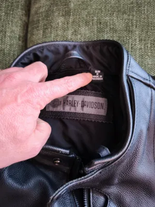 Giacca Moto Harley Davidson Pelle Nera Arancione