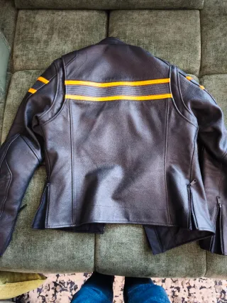 Giacca Moto Harley Davidson Pelle Nera Arancione