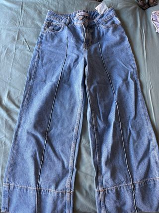 Pantalón ancho Zara azul tejano