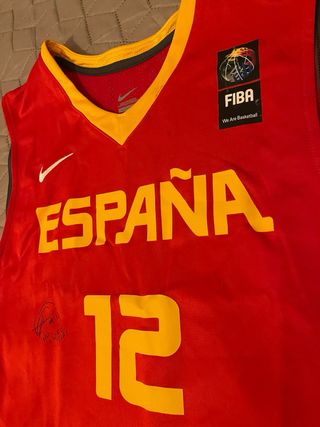 Camiseta basquet España firmada Iho Lopez