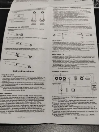 BARRA DÉ SONIDO DESMONTABLE CON BATERÍA