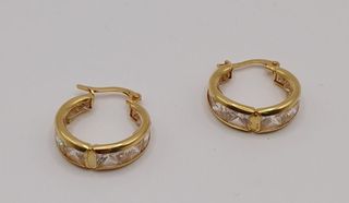 Aros cristalera de oro 18k, 4,46gr. Ref. G-777.