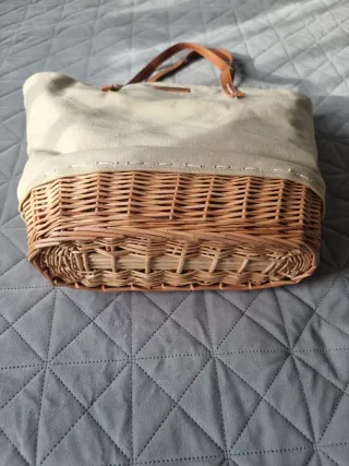 Bolso de lona con base de caña