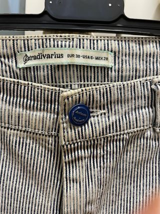 Pantalón rayas Stradivarius azul/blanco