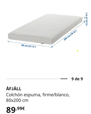 2 materassi 80x200x12 in schiuma Ikea