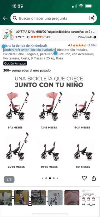 Triciclo niña evolutivo