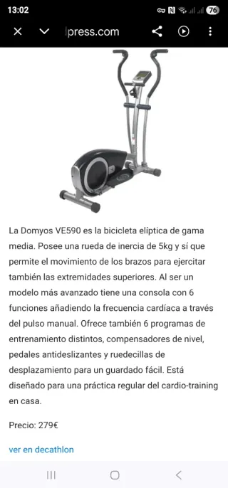 Bicicleta Elíptica decathtlon