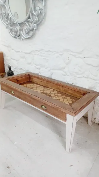 Mesa de centro madera maciza estilo rústico