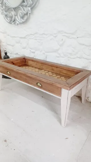 Mesa de centro madera maciza estilo rústico