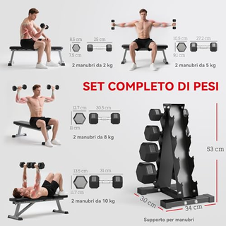 Set di Manubri da Palestra con Supporto, 2x2kg, 2x