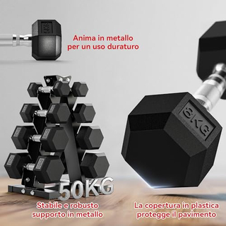 Set di Manubri da Palestra con Supporto, 2x2kg, 2x