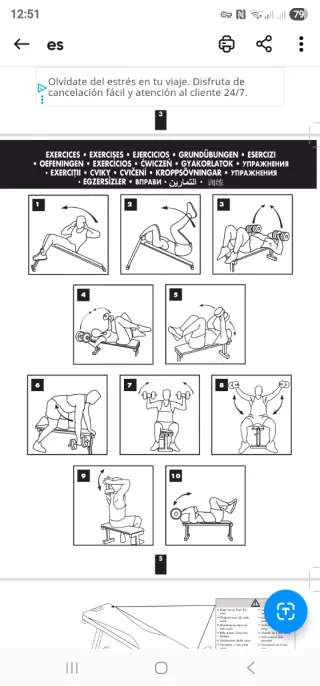 Banco de musculación para ejercicios