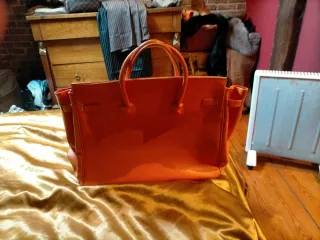 Borsa stile Hermes arancione in pelle