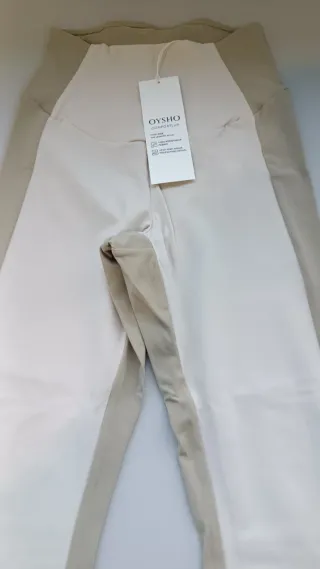 Leggings OYSHO con etiquetas, beige bicolor, S
