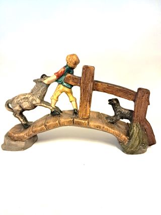 Presepe 10 cm pastore ponte asino cane CARTAPESTA