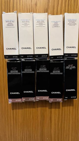 Scatola gioielli e set di 10 creme Chanel Originale