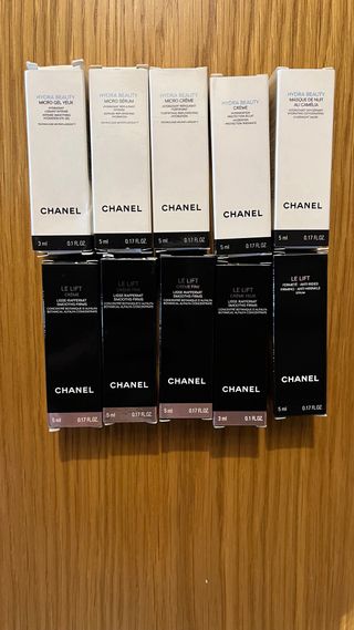 Scatola gioielli e set di 10 creme Chanel Originale