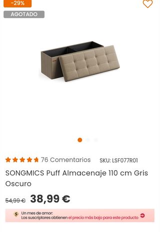 Puff Plegable de Almacenaje Mazie, Banco Reposapiés Marrón Camello SONGMICS LSF077R01