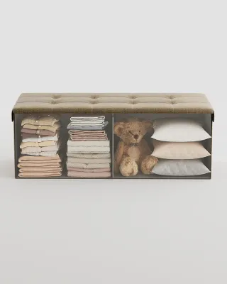 Puff Plegable de Almacenaje Mazie, Banco Reposapiés Marrón Camello SONGMICS LSF077R01