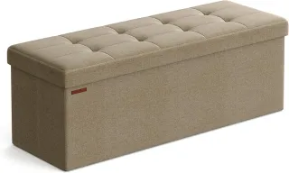 Puff Plegable de Almacenaje Mazie, Banco Reposapiés Marrón Camello SONGMICS LSF077R01