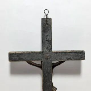 Antico cristo crocifisso in bronzo e croce  legno