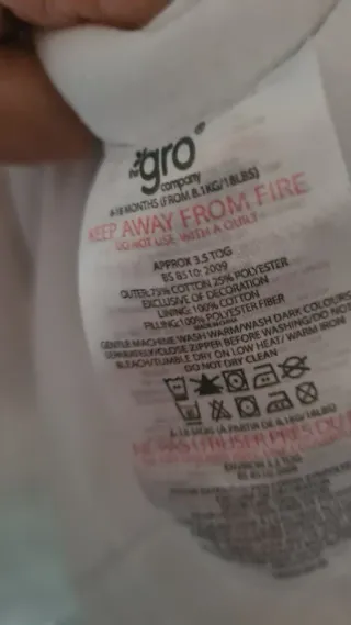 Saco dormir bebé 6-18 Meses tog 3.5 (inverno)