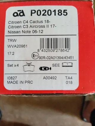 Pastillas de freno para citroen y Nissan