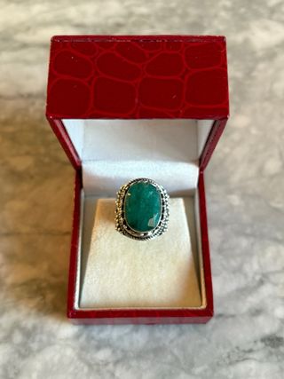 Anillo plata esmeralda natural – Artesanal