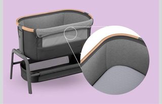 Mini cuna gris y madera