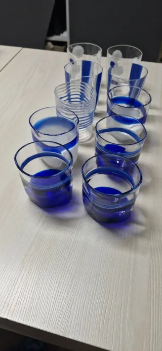 Bicchieri Carlo Moretti Murano Vetro Blu Trasparen