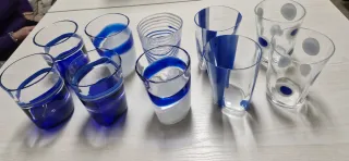 Bicchieri Carlo Moretti Murano Vetro Blu Trasparen